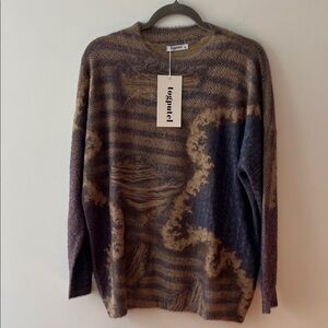 Women’s long sleeve oversize crewneck sweater Multicolor Sweater, NWT